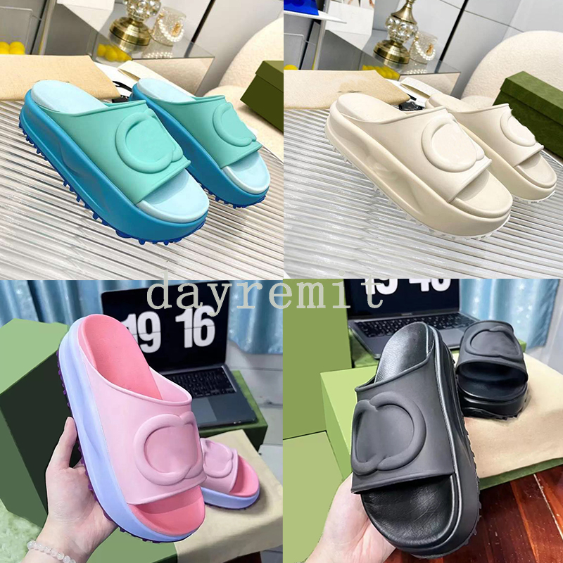 

Designer Slippers Rubber Sliders Platform Sandals Perforated Women Perforated Hole Slippers Mens Thick Bottom EVA Shoes Increased Non-Slip Scuffs With Box 35-45, White
