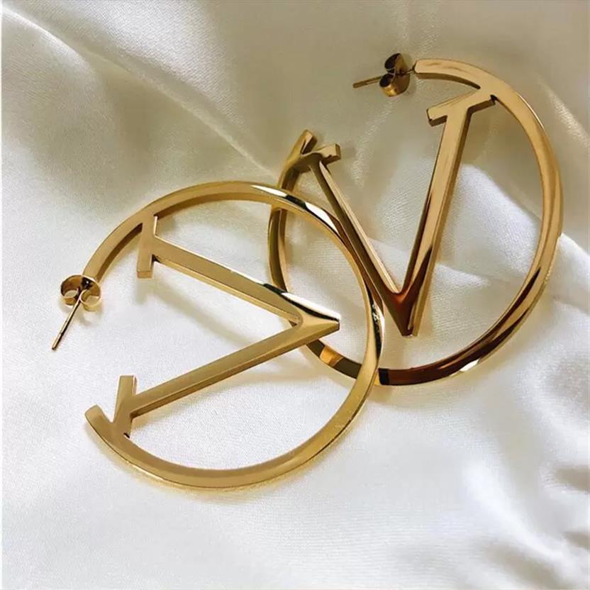 

Easy chic designer mix Fashion big 5 2cm dangle Classic letter 3 Colors Christmas circle Earrings initial Hip Hop Earings for Wome251v