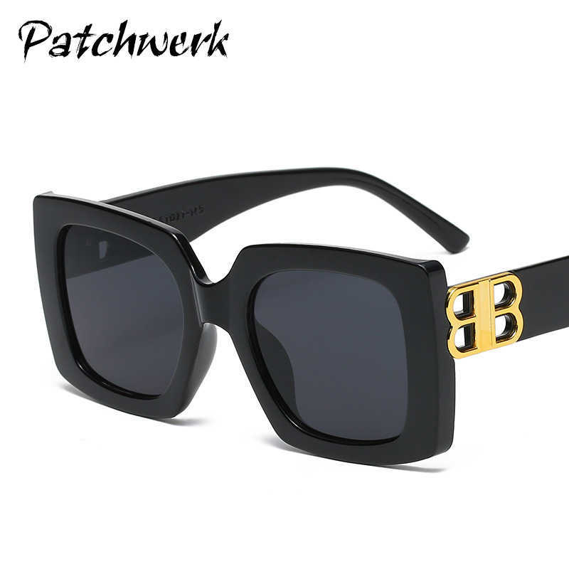 

2023 fashion new large frame sunglasses hollowed out BB square Sunglasses female personality