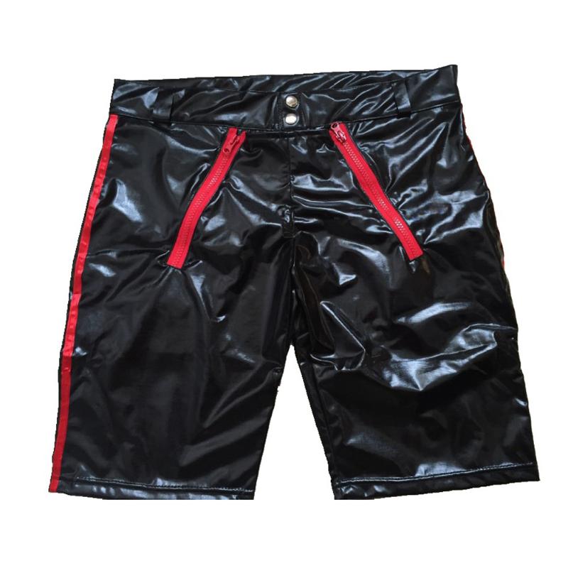 

Men's Shorts Sexy Men Patent Leather Zipper Tight Wetlook Clubwear, Black
