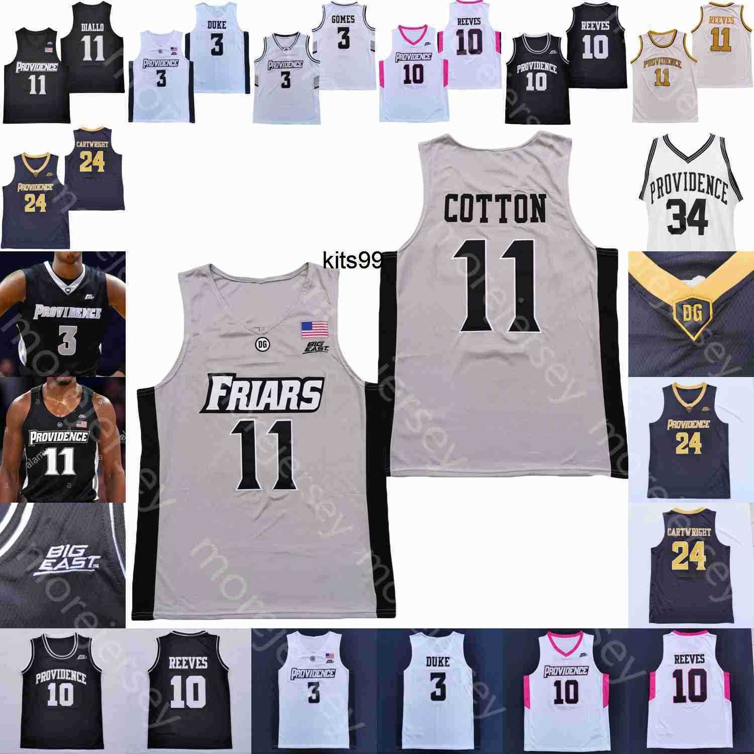 

Providence Friars Basketball Jersey NCAA College Nate Watson A.J. Reeves Brycen Goodine Alyn Breed Al Durham Noah Horchler Otis Thorpe Gomes 01, Black iii