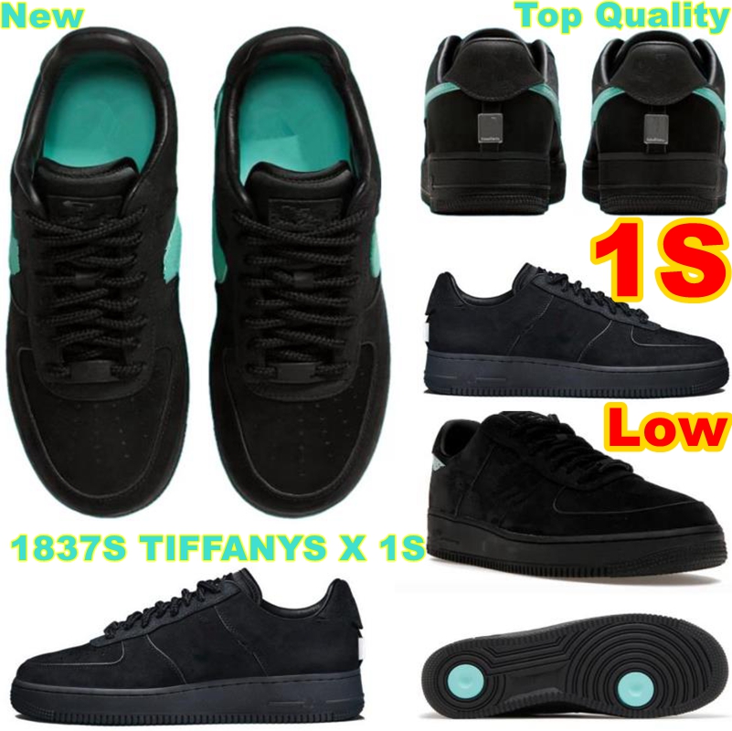 

1837S Tiffanyes 1S Low Basketball Shoes DZ1382-001 Mens Mid High Sneakers Smokey Black Nubuck Build Proffers Tumbled Leather Triple White