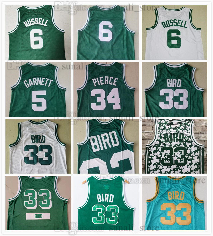 

Retro Mens Mitchell & Ness Basketball Jerseys Larry 33 Kevin 5 Garnett Paul 34 Pierce Bird Russell Green White