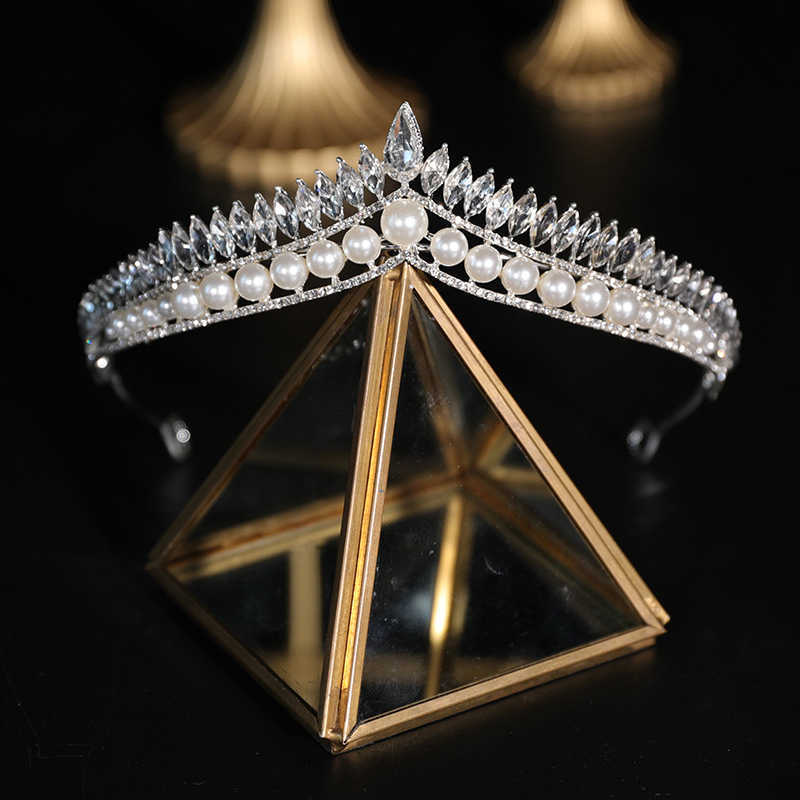 Tiaras Crown Bride European and American Rhinestone Pearl super fée robe de soirée