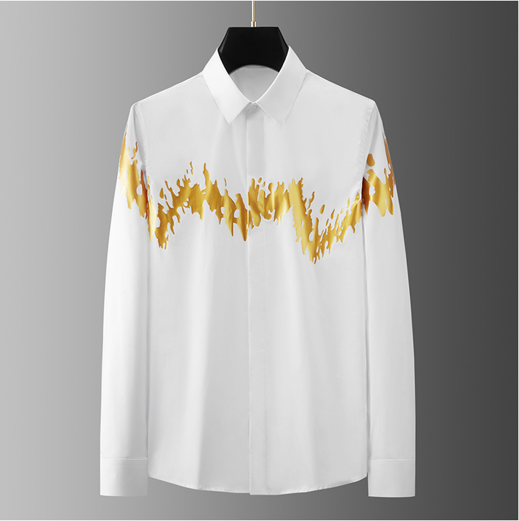 

Brand Simple Style Men Shirt Long Sleeve Slim Casual Business Male Dress Shirts For Men High Quality Printed Cotton Camisas, Black