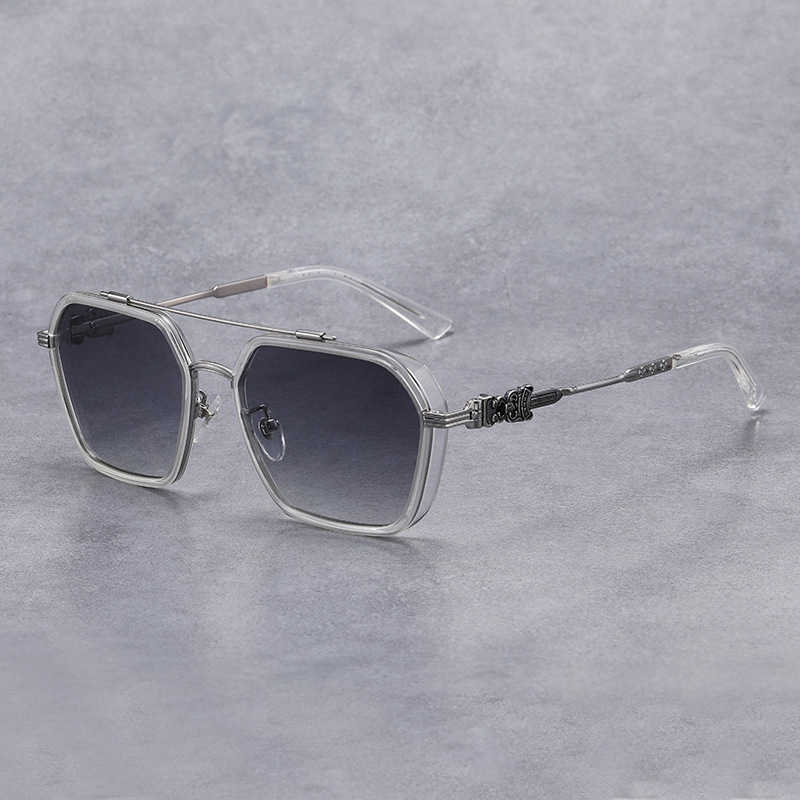 

Luxury Ch Brand Heart Designer Myopic Anti Blue Sunglasses Double Plate Frame Pure Titanium Chromes Outdoor Summer Glasses Fashion 1k4b