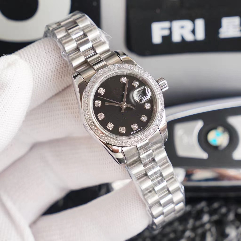 

With box Ladies Watch Fully Automatic Mechanical Watches 28mm Stainless Steel Strap Diamond WristWatch Waterproof Design Montre de luxe WristWatches Gift 2023, Style 5 original box+watch