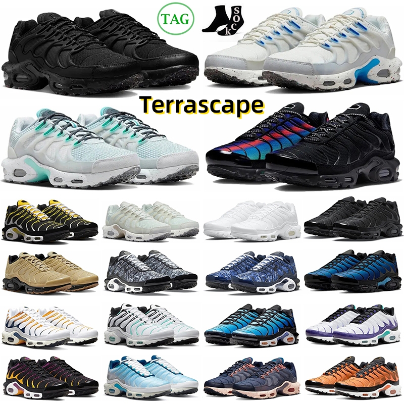

tn plus terrascape running shoes tns men women Unity Black White University Blue Grape Gold Bullet Hyper Sky Blue Fury Jade mens womens trainers outdoor sneakers T4, 17-40-46 orange black