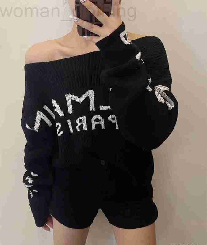 

designer Sexy Chic Slash Neck Sweater Women Clothing Off Shoulder Long Sleeve Knitted Pullover Tops Autumn Elegant Luxury brands Designer O5T1, A48
