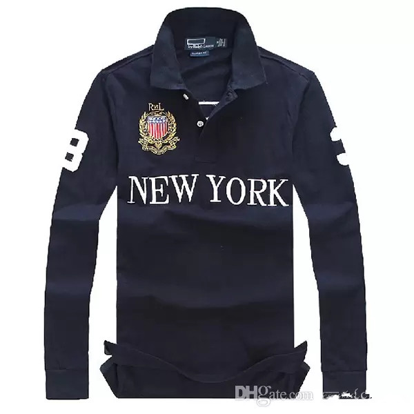 

Mens designer long sleeve polos t shirts embroidery cotton fashion casual poloshirt