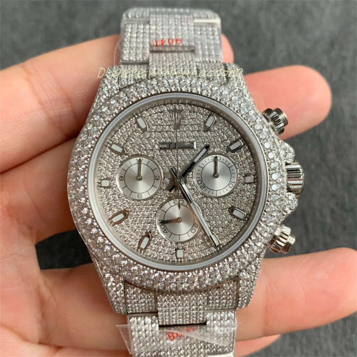 

JVS Ladies Watch diameter 40 mm thickness 13.5mm 7750 movement, first gear timing function sapphire mirror Swarovski diamond dial 904 steel belt, As shown