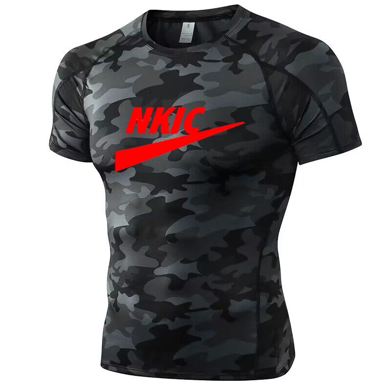 Men's Running T Shirt Quick Dry Compression Sport Fitness Gym Tees Male Soccer Sportswear Brand LOGO Print