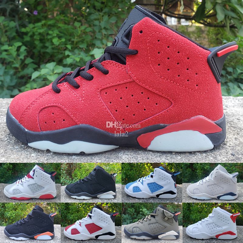 

jumpman 6 6s Kids basketball shoes University Blue Red Oreo Midnight Navy Georgetown Black Cat Electric Green Boy Girls outdoor sports trainers sneakers Size 28-35