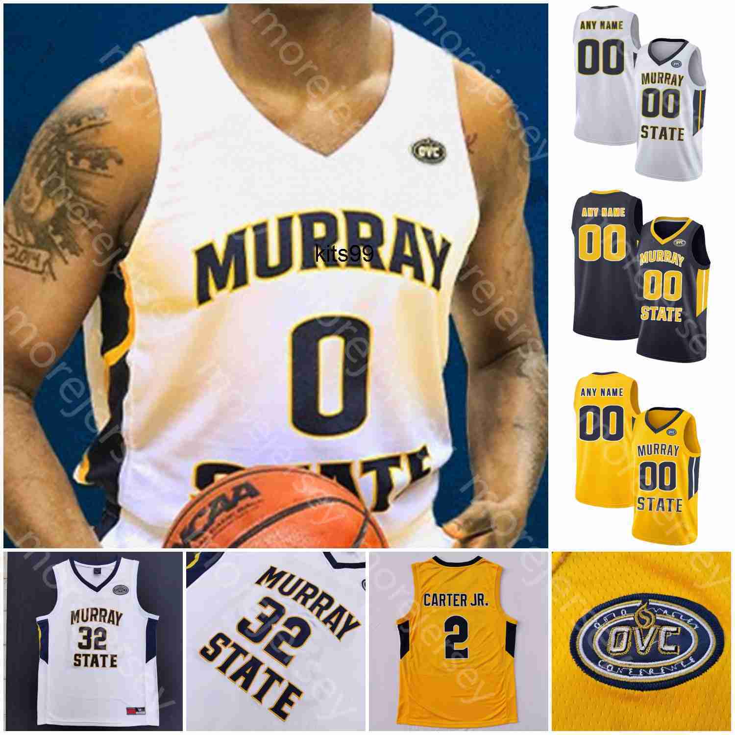 

Custom Murray State Basketball Jersey NCAA College Morant Tevin Brown KJ Williams Anthony Smith Chico Carter Jr. Jaiveon Eaves DaQuan Smith, White