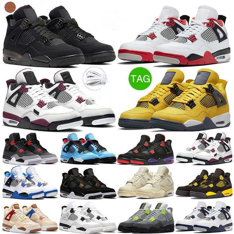 

4s Basketball Shoes Fire Red Thunder Retro Men Women Infrared Jumpman 4 Black Cat Pure Money Sail Trainer Neon S Air Jordas JORDEN Sports Shoes, #10 black purple