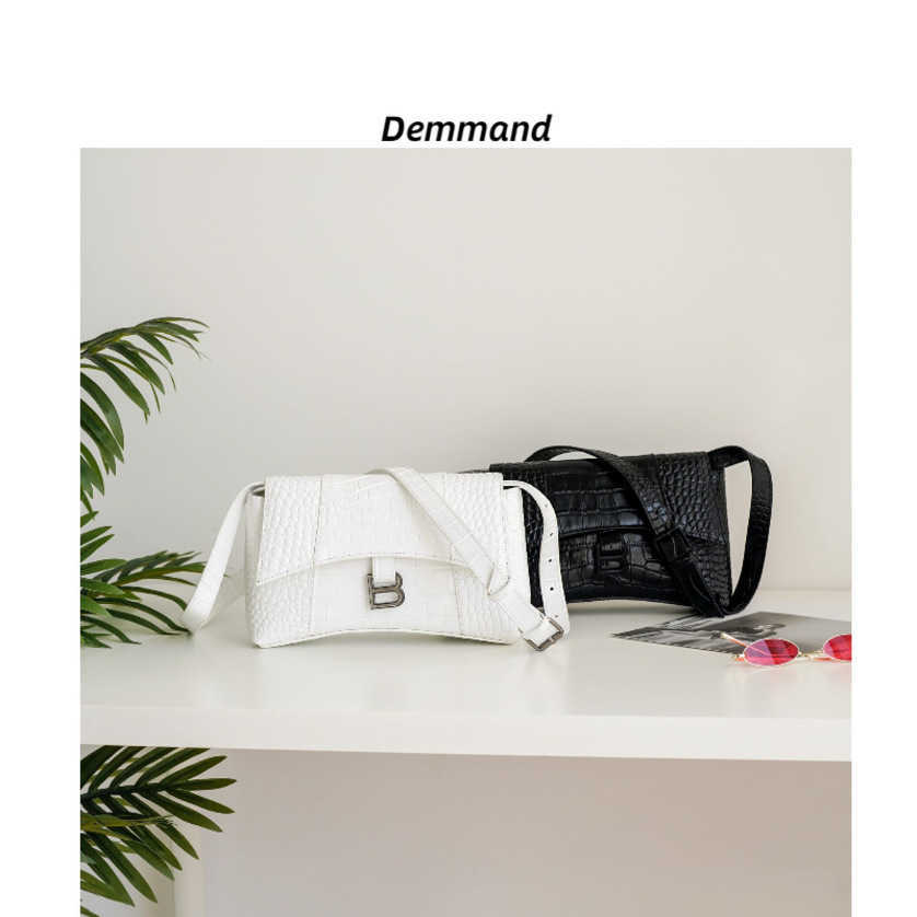

New Fashion Bags for Women 70%off Leather Women's Downtown Cowhide Wide Shoulder Buckle Hourglass Bag Luxury Designer Handbags Purse, Black crocodile cowhide