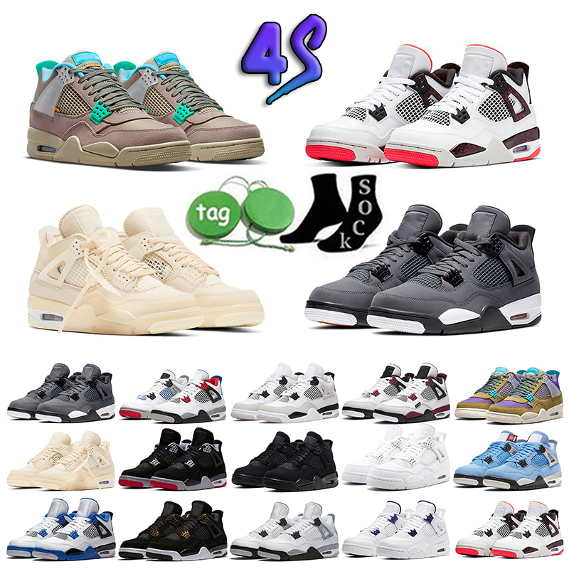 

Women Mens Jumpman 4 Basketball Shoes 4s Black Cat Seafoam Sail Photon Dust Thunder Military A Ma Maniere White Oreo Midnight Navy Bred Trainers Sports Sneakers, 10
