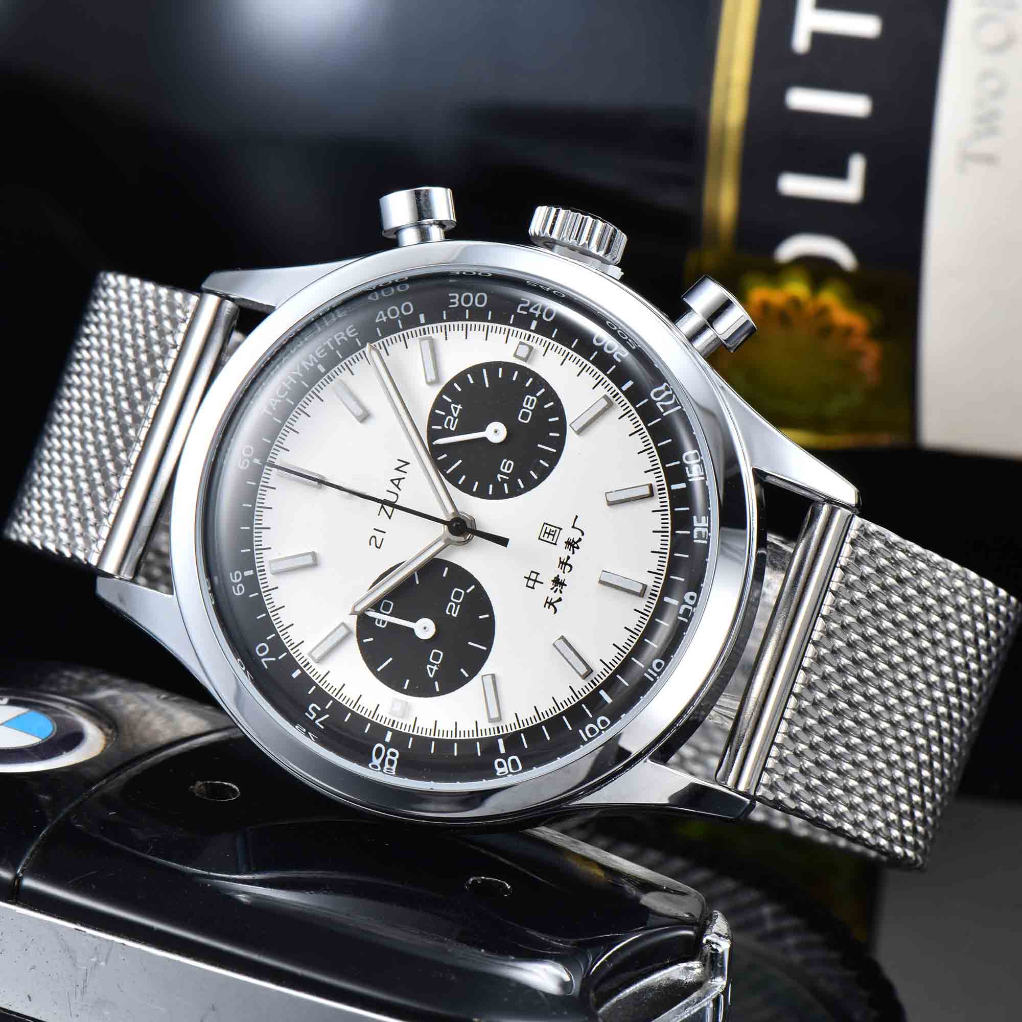 2023 Montre à quartz de luxe pour hommes, loisirs, mode, cinq aiguilles, deuxième course, multifonction, lumineux, étanche, bracelet en acier