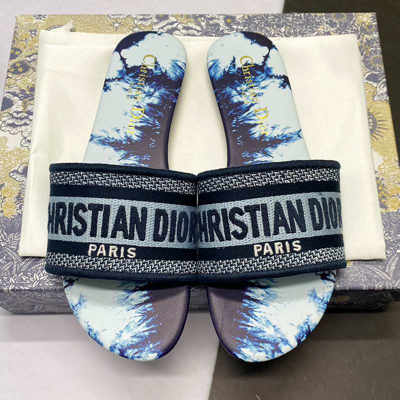 

Christian Dior Dway Logo Embroidered slide sandals designer slippers