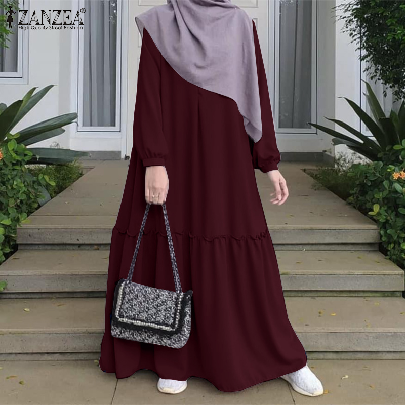 

Ethnic Clothing Long Dress ZANZEA Women Elegant Full Sleeved Casual Loose Muslim Dresses Fashion Dubai Turkey Abaya Hijab Dress Robe 230221