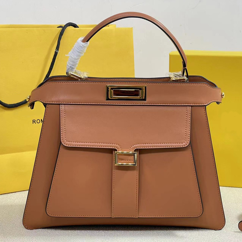 

Large Capacity Peekaboo Bag Shoulder Crossbody Bags Women Handbag Fashion Gold Hardware Accessories Cowhide Genuine Leather Removable Woven Shoulder Strap, Grey