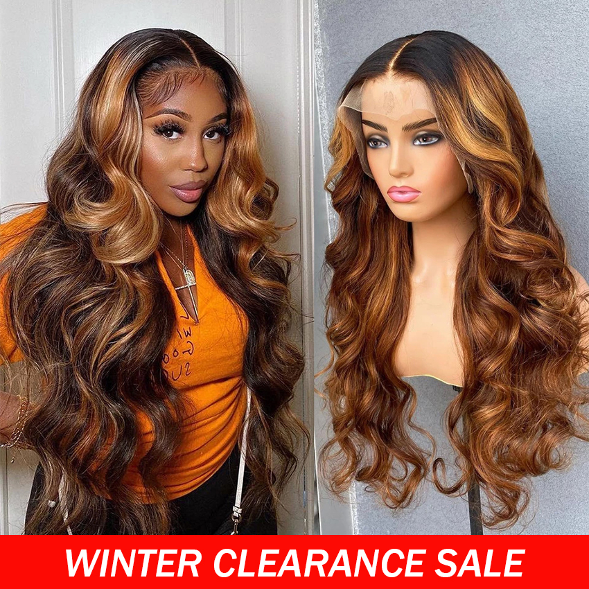 

Ombre Body Wave Lace Front Wig HD Highlight Wig Human Hair Brazilian Glueless Wig Honey Blonde Colored Human Hair Wigs for Women, Others color