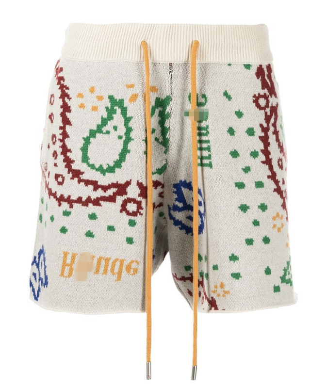 2023 short pour hommes rhude short en mélange de laine et de coton de qualité supérieure avec un motif bandana imprimé sur toute la surface. doté