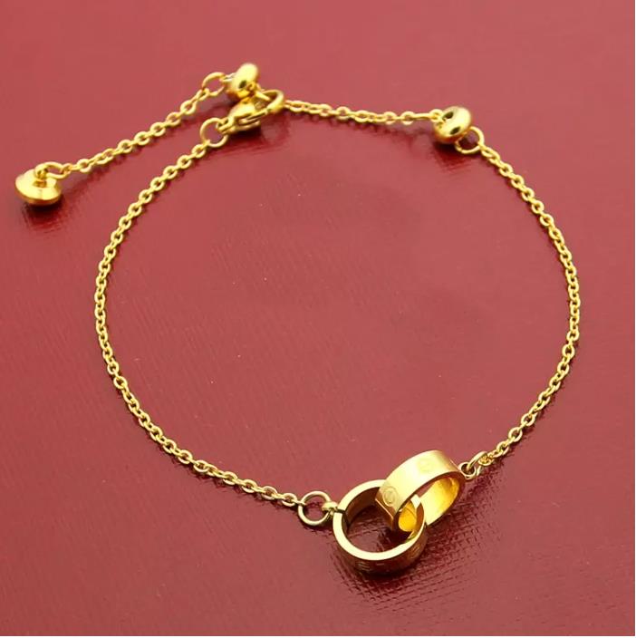

Tennis Luxury Fashion Brand hand rope bracelets bangle small double ring Titanium steel women love couple bracelet