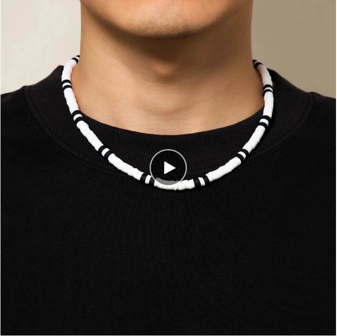 

White Black Color Soft Clay Beads Choker Necklaces for Women Men Simple Minimalist Collar Necklaces Jewelry Gifts