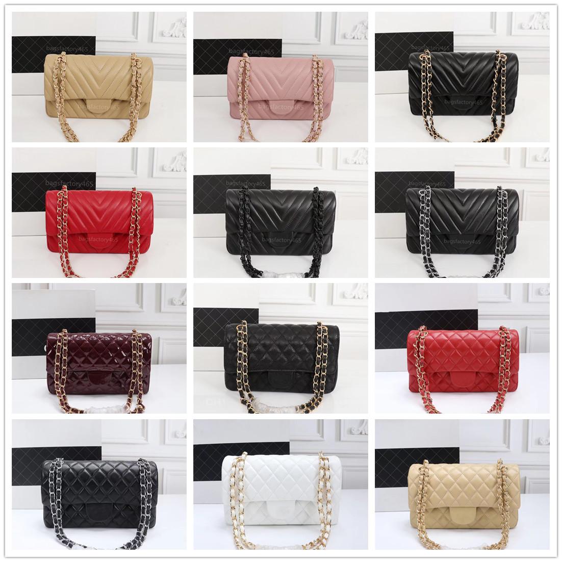 

2023 10A Top Tier Quality Luxury Designer Mini Square Flap Bag Real Leather Caviar Lambskin Classic Black Purse Quilted Handbags Crossbody Shoulder Gold Chain Bags, V black silver