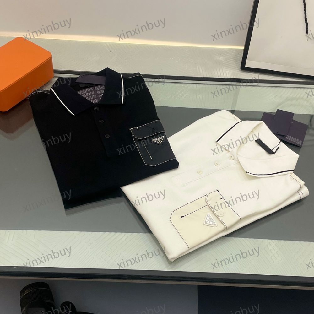 

xinxinbuy Men designer Tee t shirt 23ss Milan Nylon Metal triangle label short sleeve cotton women white black S-2XL
