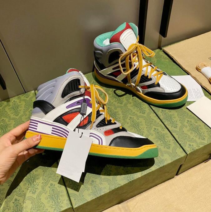 

2021 Luxury Designer Women Men Casual Shoes Basket High-top Sneakers Contrast Color Ankle Mesh Thickening Sport Shoe Fashion Comfortable, Color5