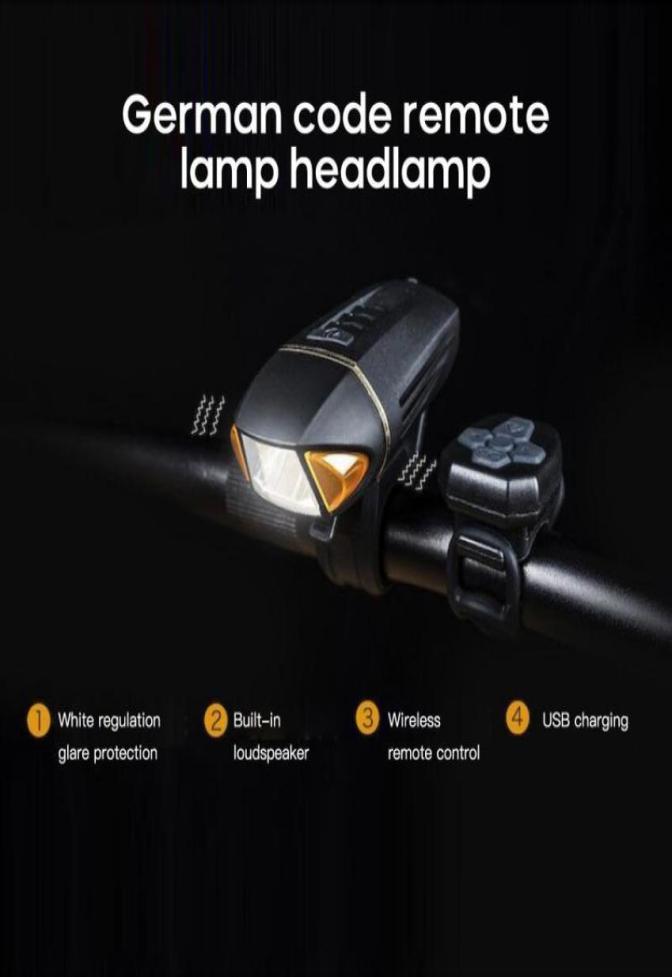 

Bicycle Light Black USB Rechargeable LED Bike Remote Control Headlight Front Turn Signal Horn Cycling Accessories Lights6173147