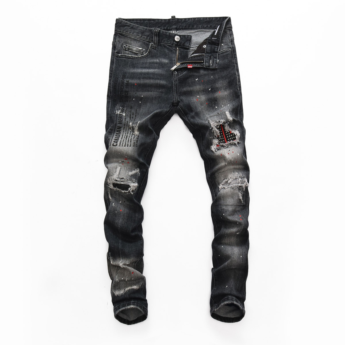 

DSQ2 slim Men's Jeans Cool Guy Jeans Classic Fashion Man Hip Hop Rock Moto Design Ripped Distressed Skinny Denim black Biker DSQ Jean 1085, 8235 black