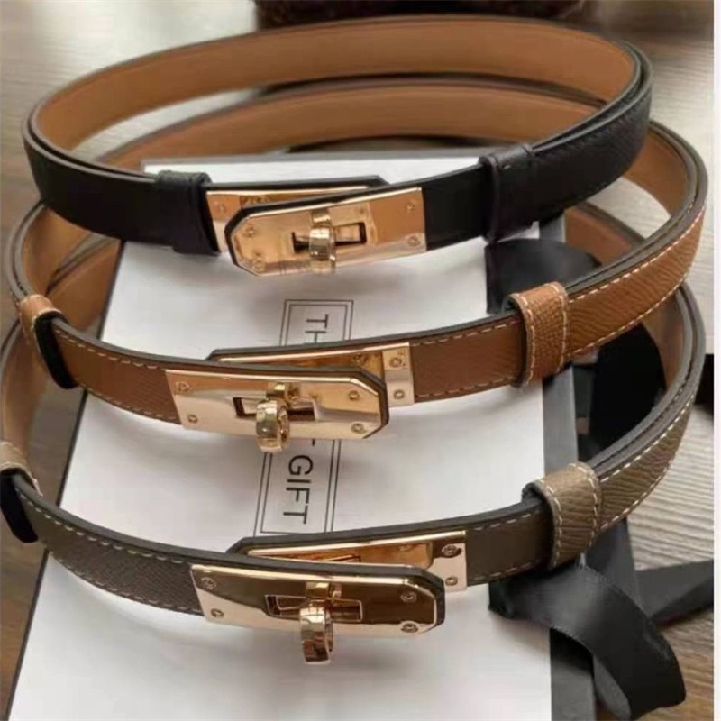 

H belt luxury woman designer belts thin leather simple classical brown cinturones solid color soft small buckle exquisite clothes decoration luxury belt women, As show