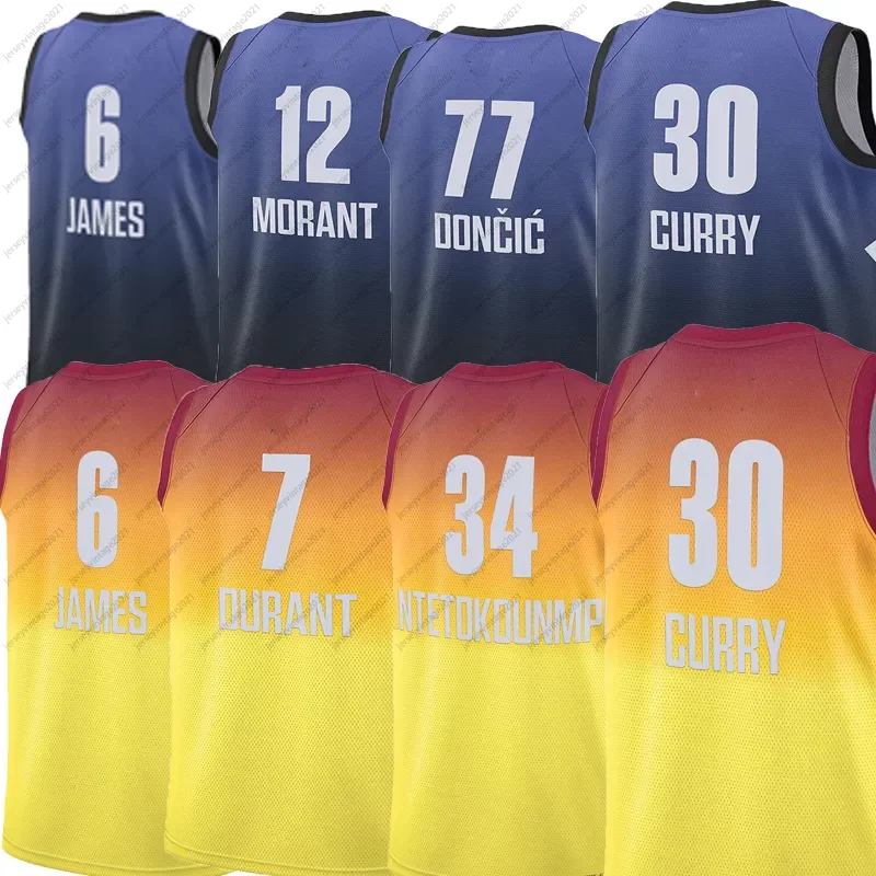 

2023 All-Star Basketball Jerseys Doncic Kyrie Irving Kevin Antetokounmpo Stephen Curry Lillard Tatum Ja Morant Luka Embiid Durant Mitchell Harden James Markkanen, As picture