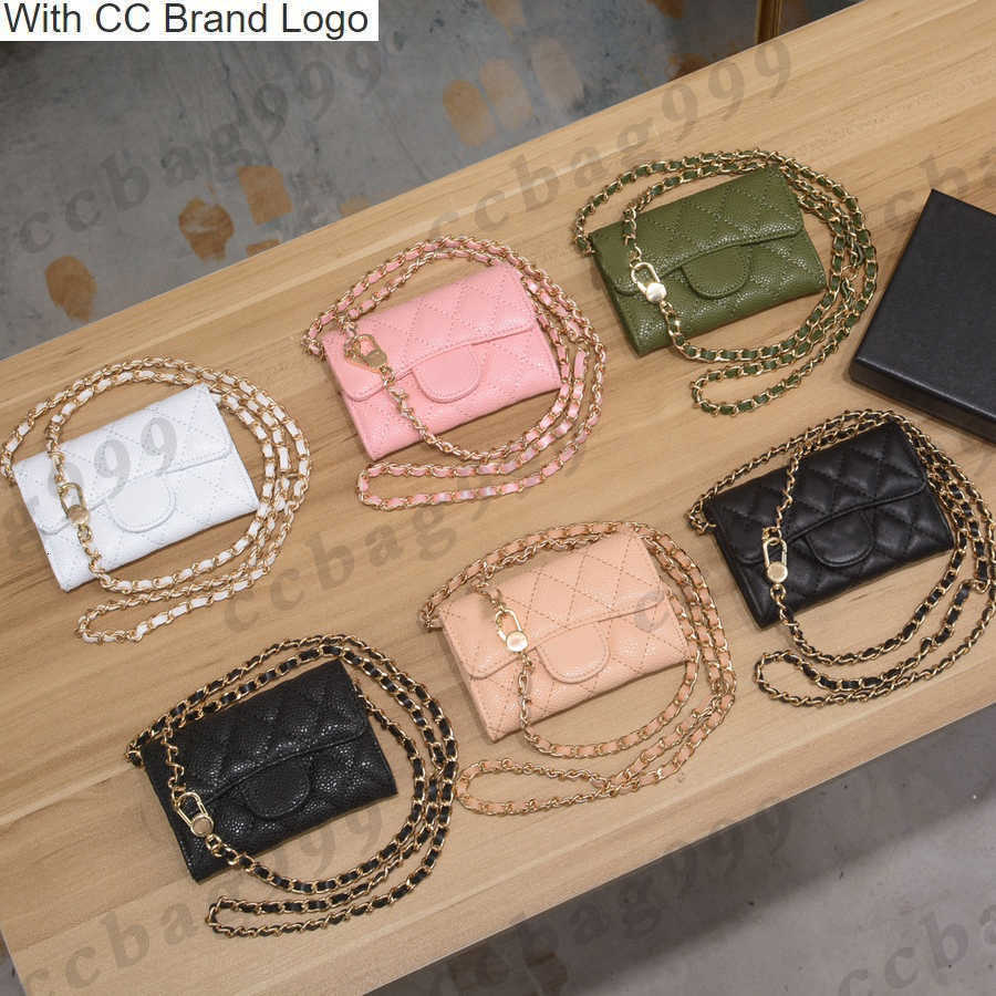 

CC Coin Purses Caviar Mini Coins Purses With Chain Crossbody Bags Cowhide Flap Designer Wallets Classic Quilted Womens Small Card Holder Waist Bag Luxuries Hand, Pink
