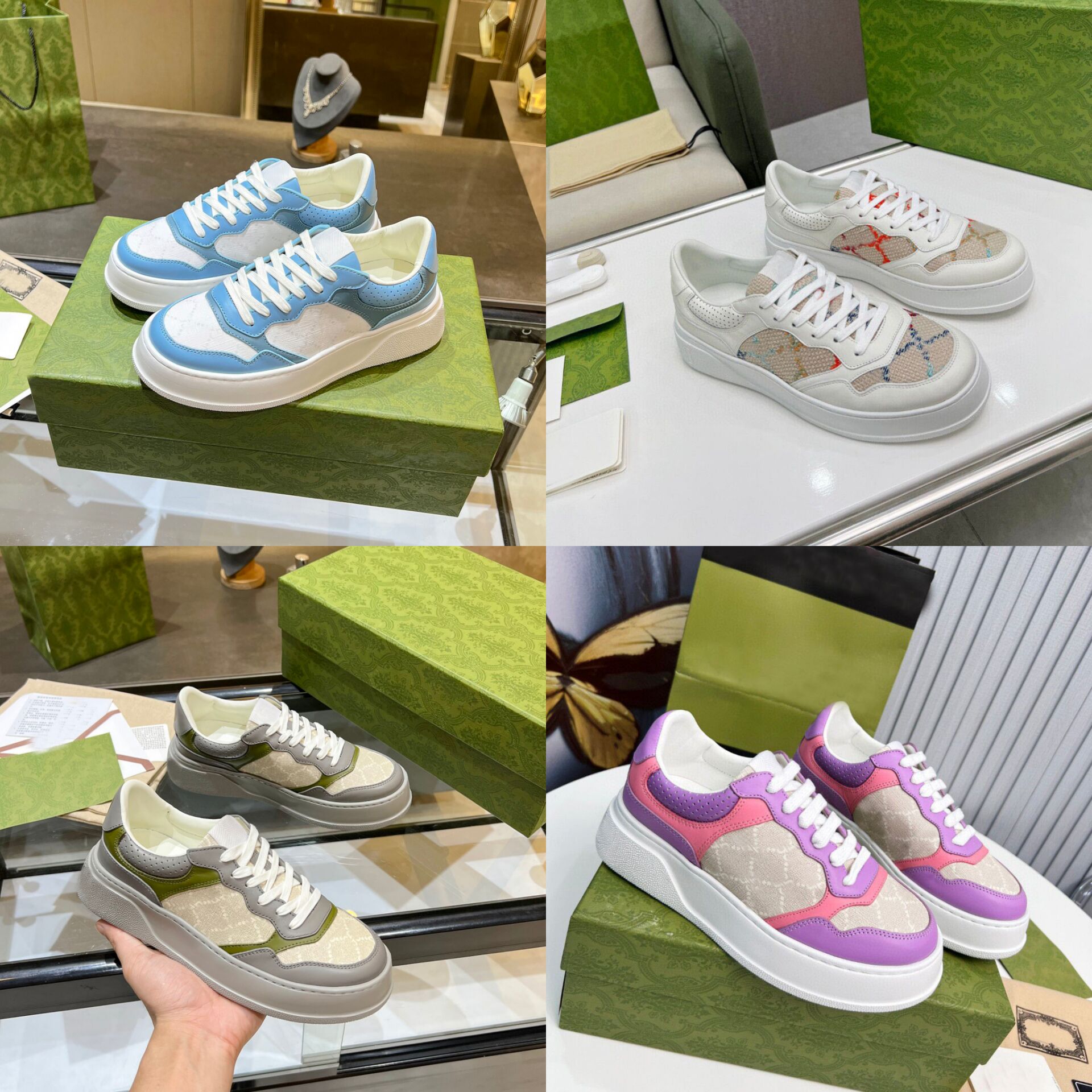 

Spring and Autumn New Womens Shoes Lace-up Couple Biscuit Shoes Designer Fashion Flat Heel Thick Sole Leather Sports Casual Shoes Mens and Womens Large 35-46, Extra laces