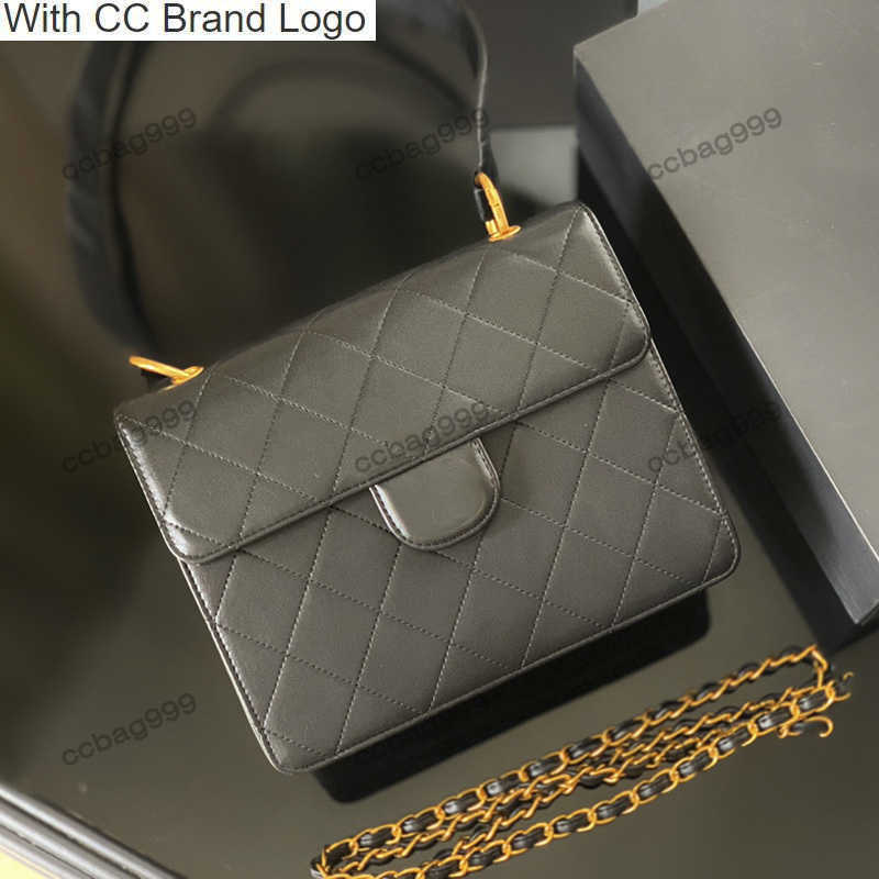 

CC Totes 23x18cm Black Cowhide Leather Flap Shoulder Bag Quilted Square Detachable Double Chain Underarm Bags For Women Designer Purses Handbags Vintage Wallets, Box