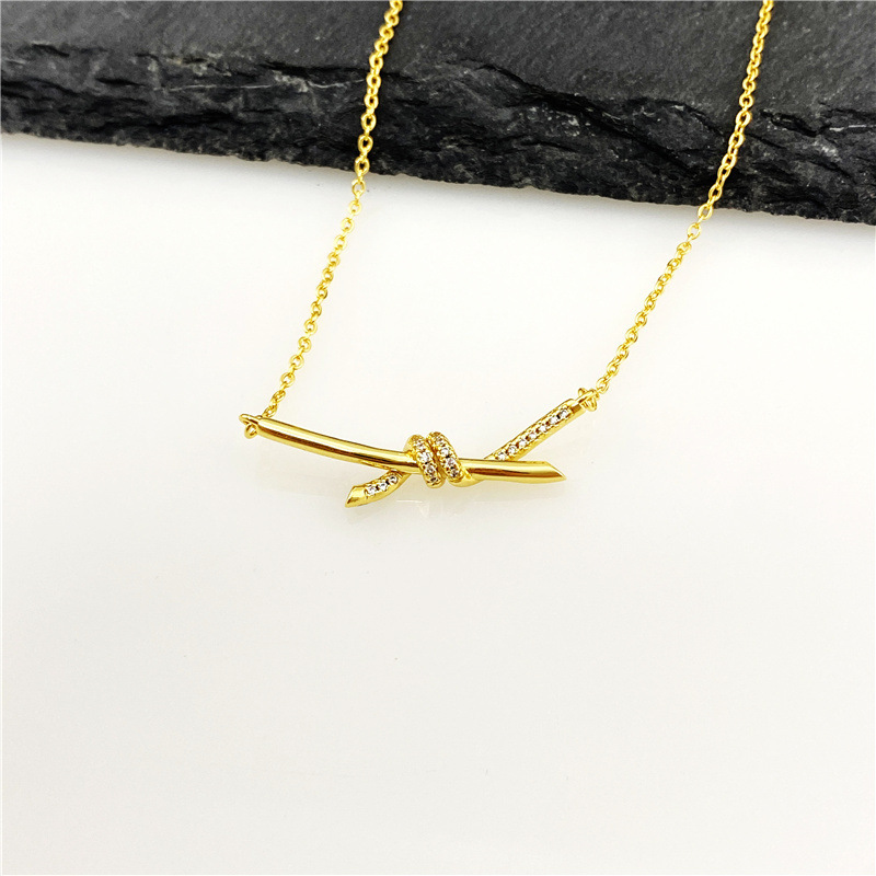 

necklace Women's Classic titanium steel gold silver Bow knot diamond inlay letters Gift girlfriend wedding diamonds Luxury designer jewelry not fade