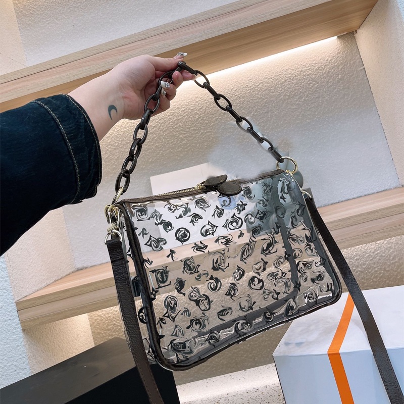 

Luxurys Designers Bags Lucency Fashion Women Jelly Bag With Wallet Beach Crossbody Bags Clutch Shoulder Handbag Purse Messenger Mini Totes, Black