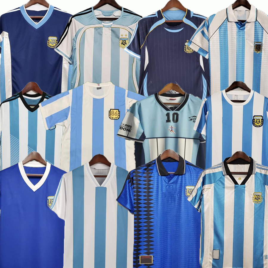 

1986 Maradona Argentinas Retro Soccer Jerseys Uniforms 1993 1994 1996 1997 1998 2000 2001 2006 2010 2014 Football Shirt t 86 93 94 96 97 98 06 10 14 long sleeve home away, 1994 away