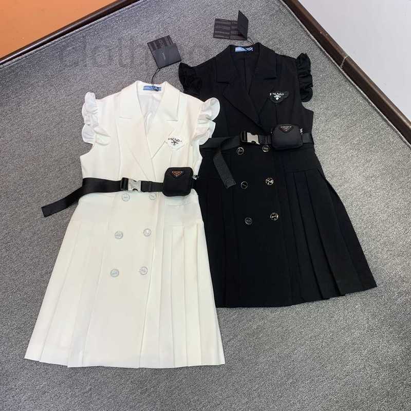 

designer Ruffle Print Women Dress Lapel Neck Short Sleeves Summer EMPG, Black