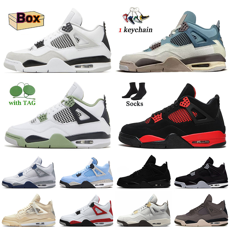 

Black Cat 4s With Box Basketball Shoes Jumpman 4 pokemon snorlax Men Trainers Women Retro Jorda4 UNC Sail Seafoam Sneakers Military Red Cement Thunder Oreo Size 13, A57 red cement 40-47