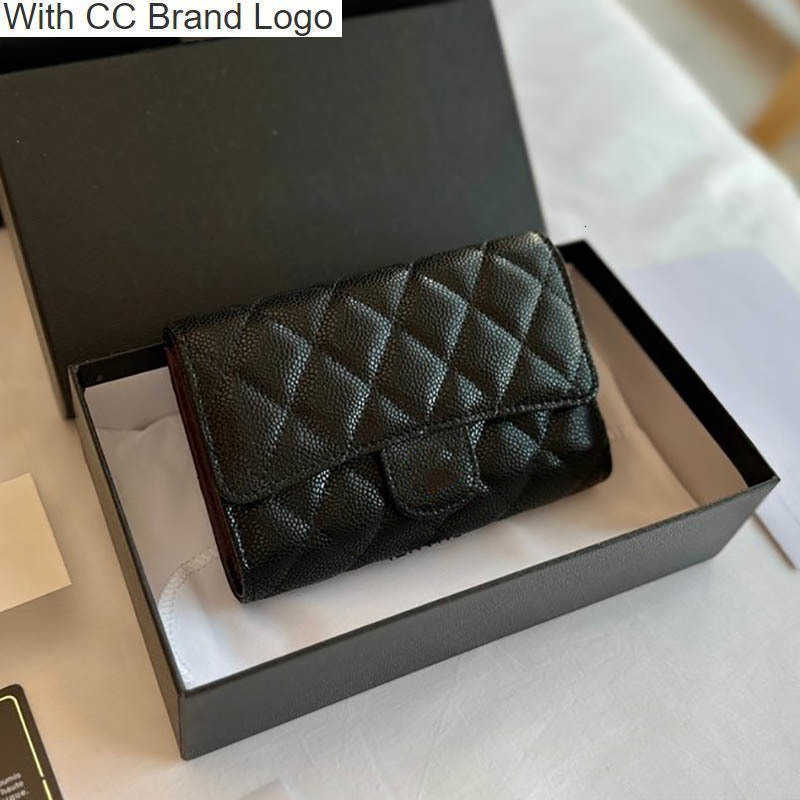 

CC Wallets French Women Mini Caviar Wallet Bag Leather Quilted Fashion Clutch Multi Pochette Luxury Designer Handbag Card Holder Birkin Coin Purse Classic Flap, Black