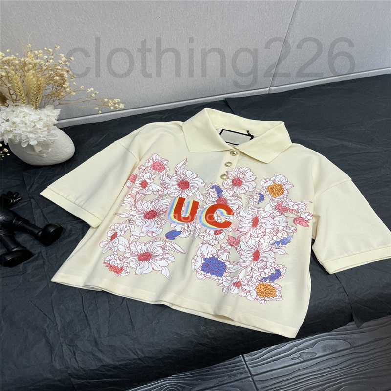 

designer 2022 women' loose tee tops lapel neck lovelight cotton t-shirt with print girls short brand milan runway letter crop top I6XF, Multi