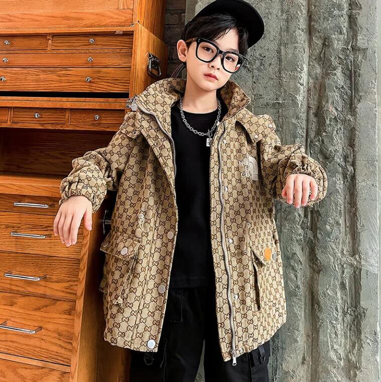 

spring kids designer denim jacket boy embroidery jeans jackets children coat, Khaki