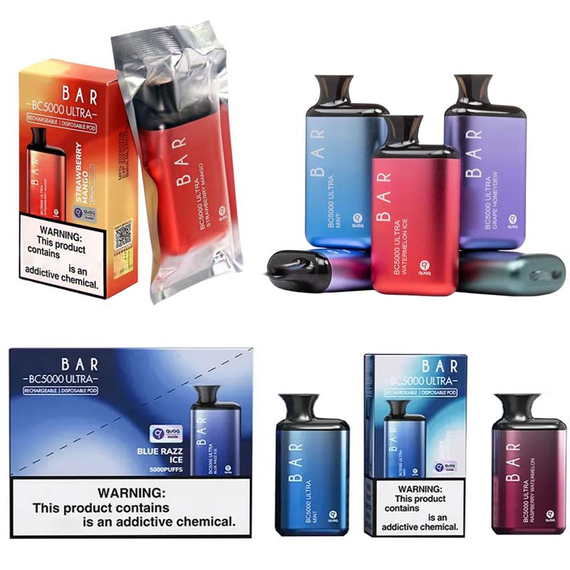 

Ef Bar BC5000 Ultra Disposable E cigarettes 5000 Puffs Vape Pen 13ml Prefilled Mesh Coil Pods Cartridges 650mAh Rechargeable Battery Vaporizer bars randm tornado