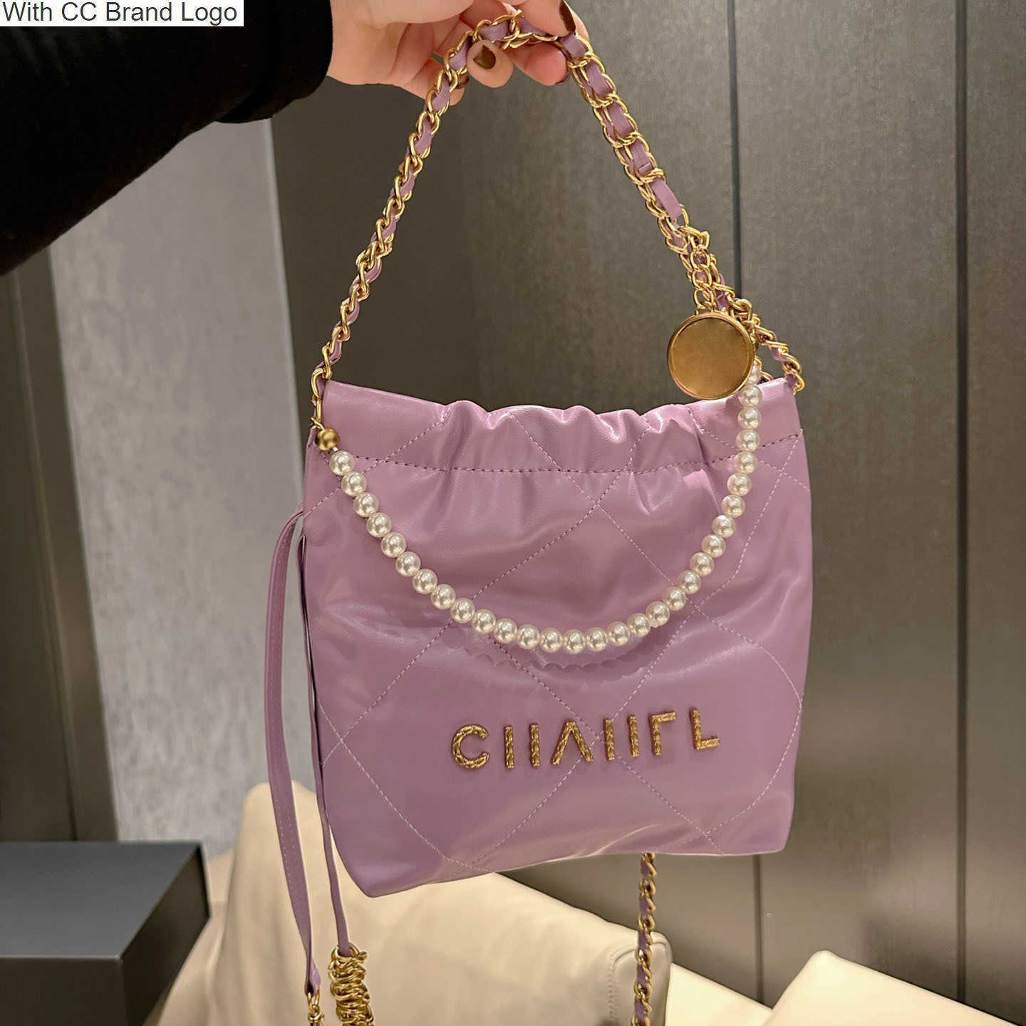 

CC Shoulder Bags 23Ss Mini Pearl Handle 22 Shopping Totes Bags Genuine Leather Crossbody Quilted Gold Letter Hardware Shoulder With Pouch Coins Purse Designer T, Box