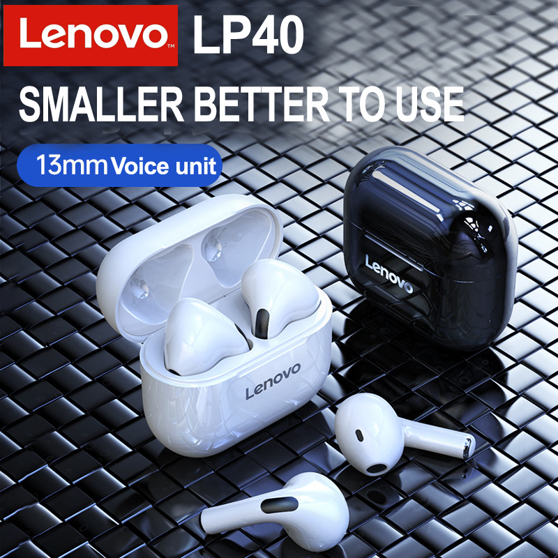

Lenovo LP40 TWS Wireless Earphone Bluetooth 5.0 Dual Stereo Noise Reduction Bass Touch Control Long Standby 230mAH, Black